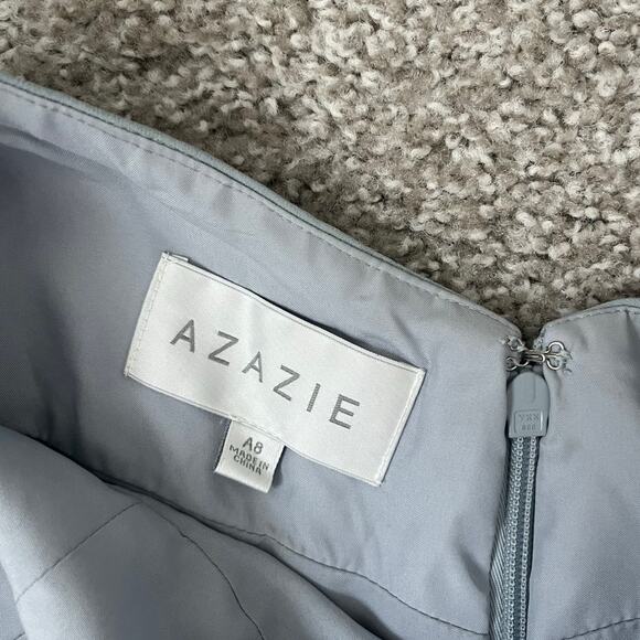 Azazie Davis Dolphin Grey A-Line V-Neck Chiffon Bridesmaid Dress Size A8 - Picture 8 of 12